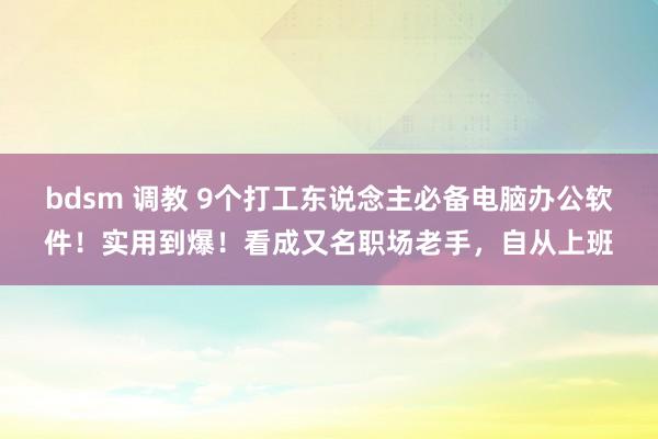 bdsm 调教 9个打工东说念主必备电脑办公软件！实用到爆！看成又名职场老手，自从上班