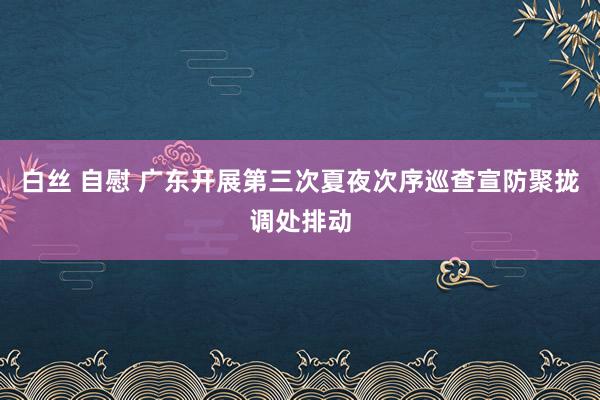 白丝 自慰 广东开展第三次夏夜次序巡查宣防聚拢调处排动