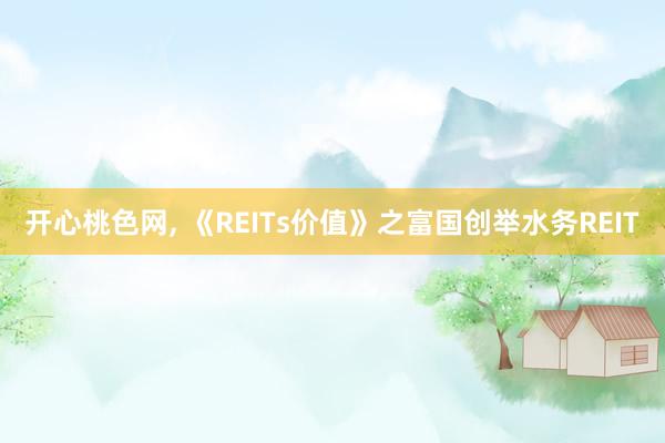 开心桃色网， 《REITs价值》之富国创举水务REIT