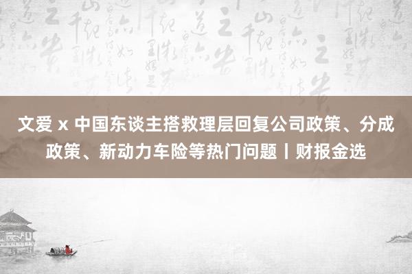 文爱 x 中国东谈主搭救理层回复公司政策、分成政策、新动力车险等热门问题丨财报金选