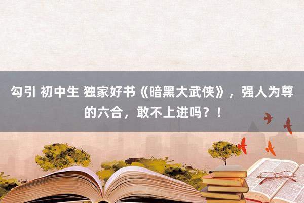 勾引 初中生 独家好书《暗黑大武侠》，强人为尊的六合，敢不上进吗？！