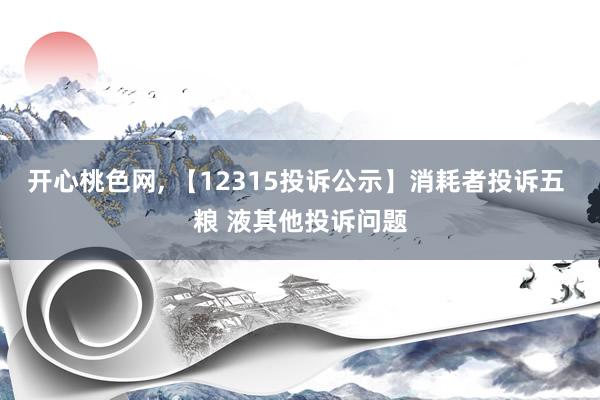 开心桃色网， 【12315投诉公示】消耗者投诉五 粮 液其他投诉问题