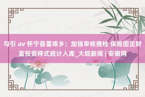 勾引 av 怀宁县雷埠乡：加强审核搜检 保险固定财富投资样式统计入库_大皖新闻 | 安徽网