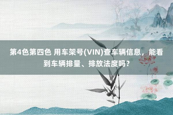 第4色第四色 用车架号(VIN)查车辆信息，能看到车辆排量、排放法度吗？