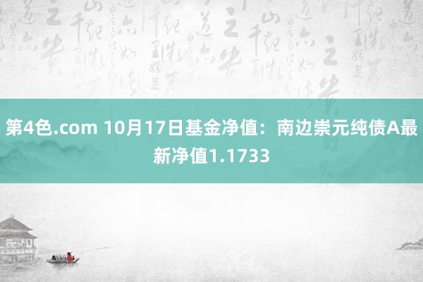 第4色.com 10月17日基金净值：南边崇元纯债A最新净值1.1733