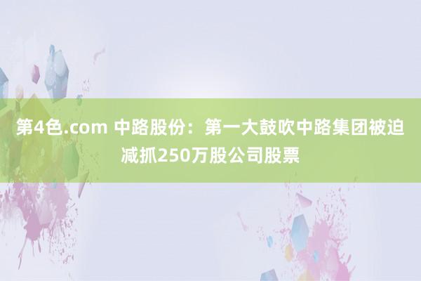 第4色.com 中路股份：第一大鼓吹中路集团被迫减抓250万股公司股票