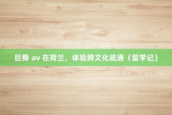 巨臀 av 在荷兰，体验跨文化疏通（留学记）