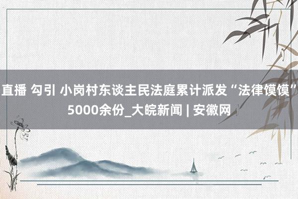 直播 勾引 小岗村东谈主民法庭累计派发“法律馍馍”5000余份_大皖新闻 | 安徽网