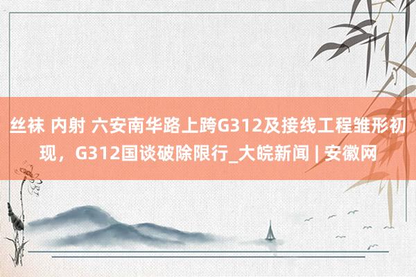 丝袜 内射 六安南华路上跨G312及接线工程雏形初现，G312国谈破除限行_大皖新闻 | 安徽网