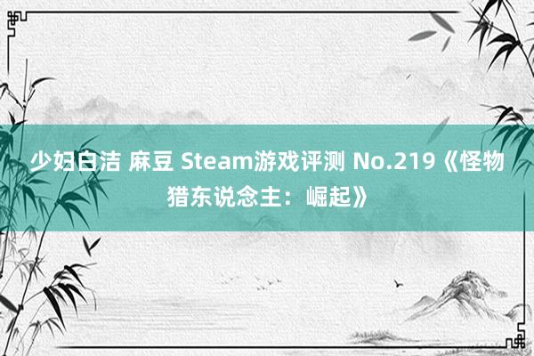 少妇白洁 麻豆 Steam游戏评测 No.219《怪物猎东说念主：崛起》