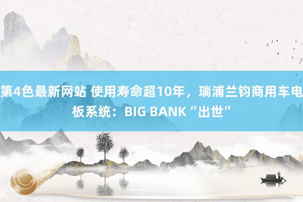 第4色最新网站 使用寿命超10年，瑞浦兰钧商用车电板系统：BIG BANK“出世”