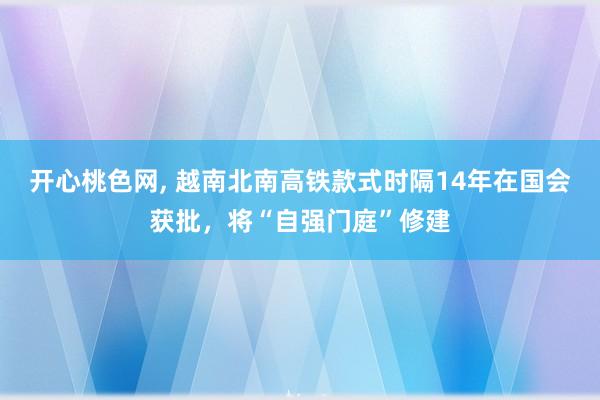 开心桃色网， 越南北南高铁款式时隔14年在国会获批，将“自强门庭”修建