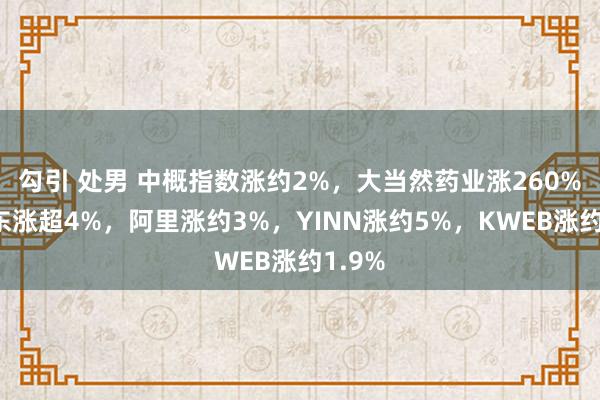 勾引 处男 中概指数涨约2%，大当然药业涨260%，京东涨超4%，阿里涨约3%，YINN涨约5%，KWEB涨约1.9%