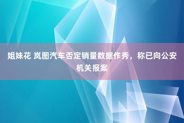 姐妹花 岚图汽车否定销量数据作秀，称已向公安机关报案