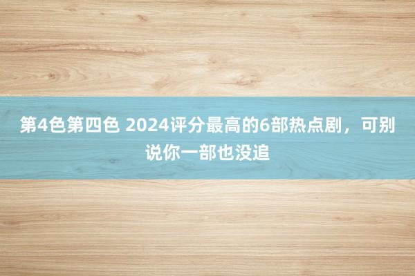 第4色第四色 2024评分最高的6部热点剧，可别说你一部也没追