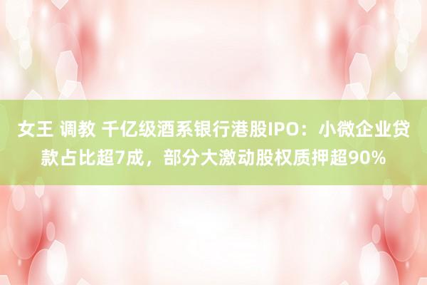 女王 调教 千亿级酒系银行港股IPO：小微企业贷款占比超7成，部分大激动股权质押超90%