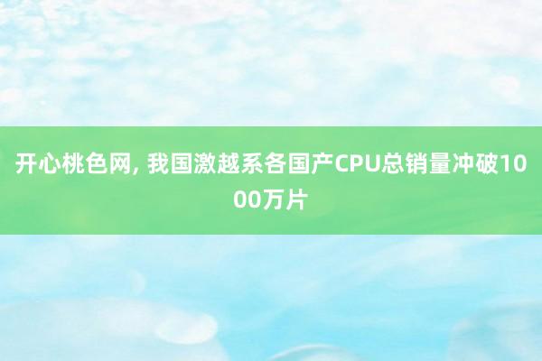 开心桃色网, 我国激越系各国产CPU总销量冲破1000万片