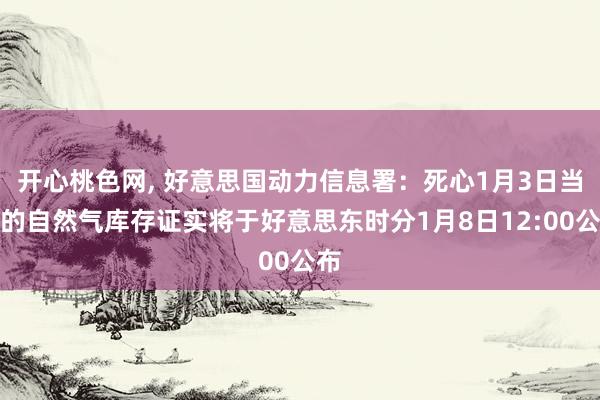 开心桃色网, 好意思国动力信息署：死心1月3日当周的自然气库存证实将于好意思东时分1月8日12:00公布