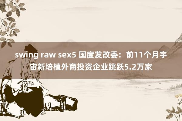 swing raw sex5 国度发改委：前11个月宇宙新培植外商投资企业跳跃5.2万家