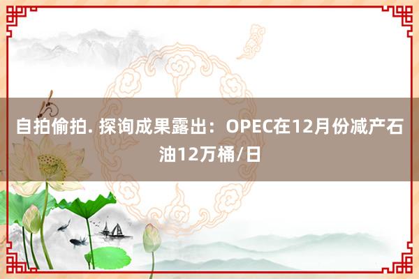 自拍偷拍. 探询成果露出：OPEC在12月份减产石油12万桶/日