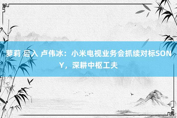 萝莉 后入 卢伟冰：小米电视业务会抓续对标SONY，深耕中枢工夫