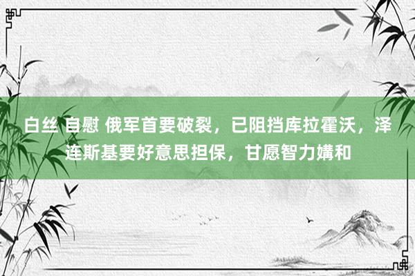 白丝 自慰 俄军首要破裂，已阻挡库拉霍沃，泽连斯基要好意思担保，甘愿智力媾和